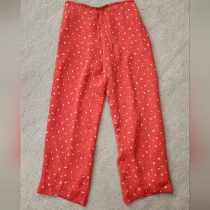 Worth Vintage 100% Silk Fruit Pear Print Wide Leg Trouser Pant Size 2